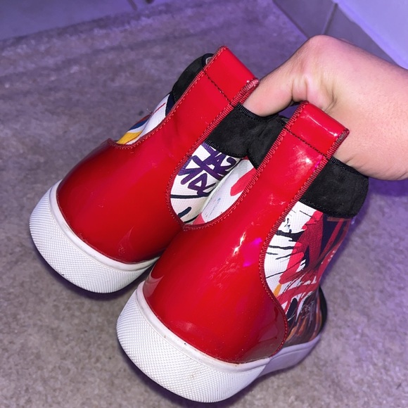 Christian Louboutin Graffiti Sequin And Leather Rantus Orlato High Top Sneakers - Picture 9 of 10